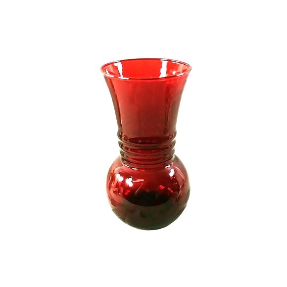 Vase Hocking Royal Ruby Red Ball Base Design 6-1/2" Tall - Picture 1 of 6